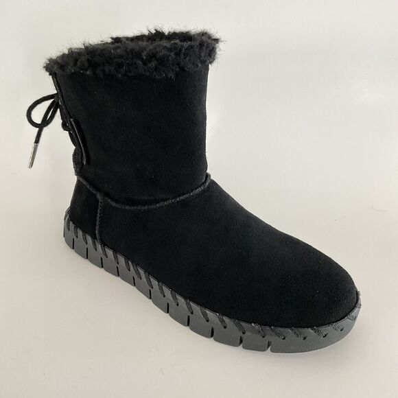 Muk Luks Short Boots Women 6.5M Black Suede Water Repellent Memory Foam Comfort - Picture 10 of 12